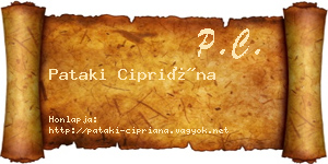Pataki Cipriána névjegykártya